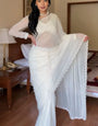 Gratifying 1-Minute Ready To Wear White Georgette Saree