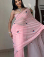 Dazzling 1-Minute Ready To Wear Pink Georgette Saree