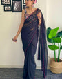 Smart 1-Minute Ready To Wear Black Georgette Saree