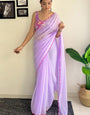 Designer 1-Minute Ready To Wear Lavender Georgette Saree