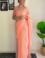 Flamboyant 1-Minute Ready To Wear Peach Georgette Saree