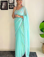 Demanding 1-Minute Ready To Wear Sky Georgette Saree