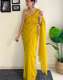 Beautiful 1-Minute Ready To Wear Yellow Georgette Saree
