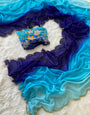 Fancifull 1-Minute Ready To Wear Firozi and Blue Georgette Saree