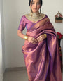 Scintillating 1-Minute Ready To Wear Purple Kanjivaram Silk Saree