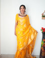 Piquant 1-Minute Ready To Wear Yellow Cotton Silk Saree