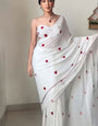 Enchanting 1-Minute Ready To Wear White Georgette Saree