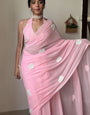 Symmetrical 1-Minute Ready To Wear Pink Georgette Saree