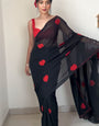 Snazzy 1-Minute Ready To Wear Black Georgette Saree