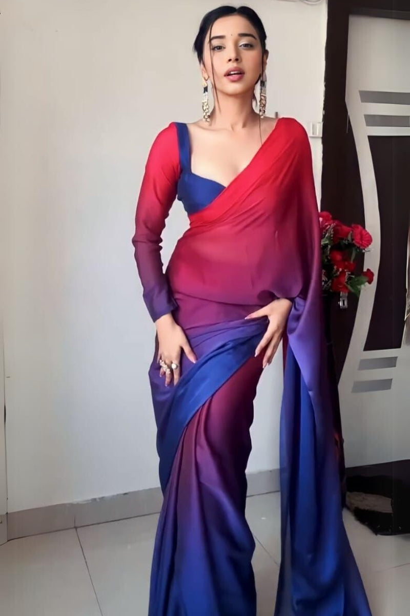 Moiety 1-Minute Ready To Wear Multi Color Georgette Saree
