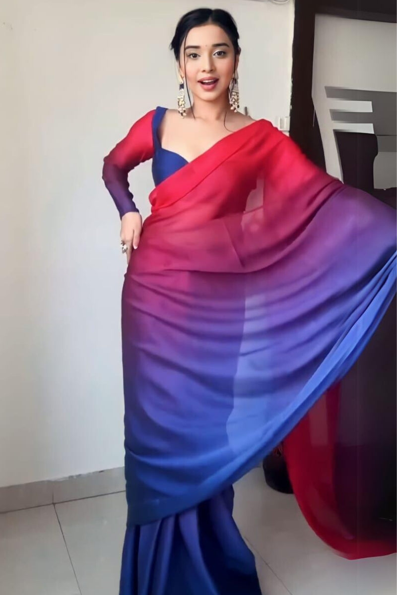 Moiety 1-Minute Ready To Wear Multi Color Georgette Saree