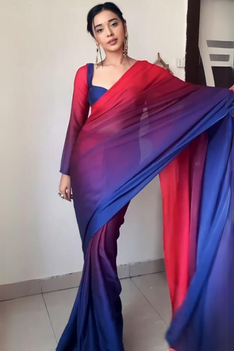 Moiety 1-Minute Ready To Wear Multi Color Georgette Saree
