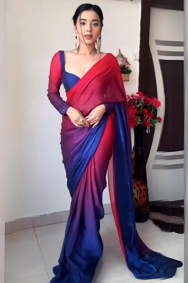 Moiety 1-Minute Ready To Wear Multi Color Georgette Saree