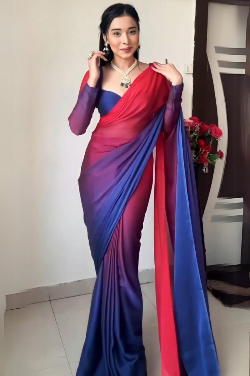 Moiety 1-Minute Ready To Wear Multi Color Georgette Saree