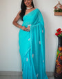 Lissome 1-Minute Ready To Wear Sky Georgette Saree