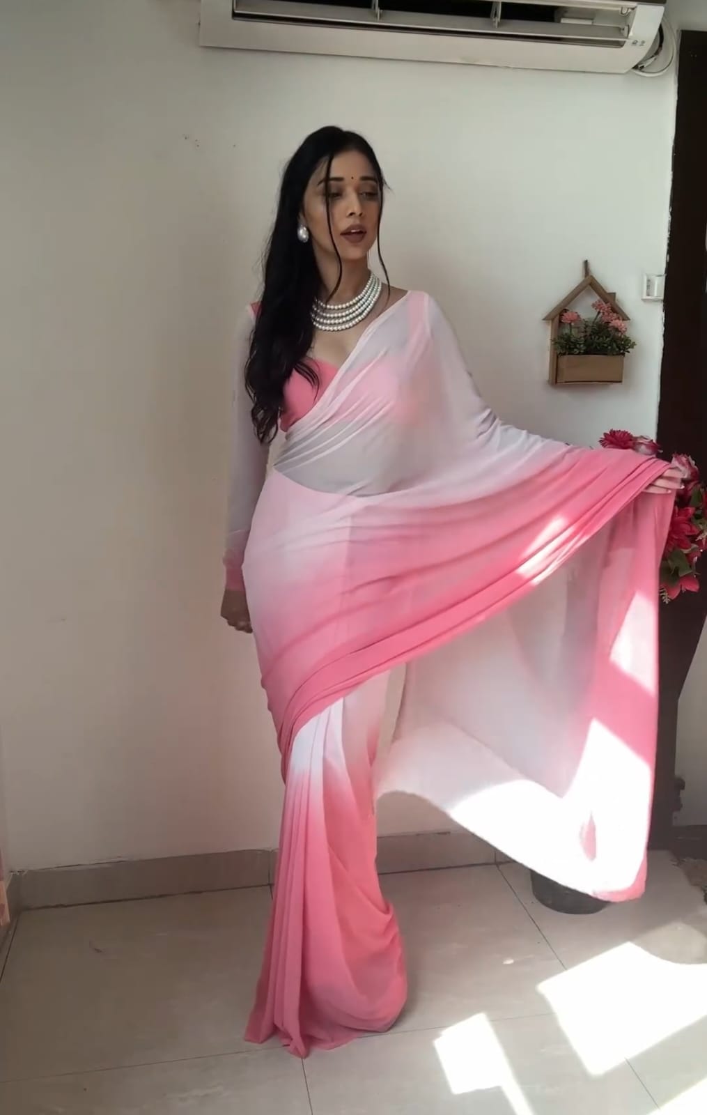 Dissemble 1-Minute Ready To Wear Multi Color Georgette Saree