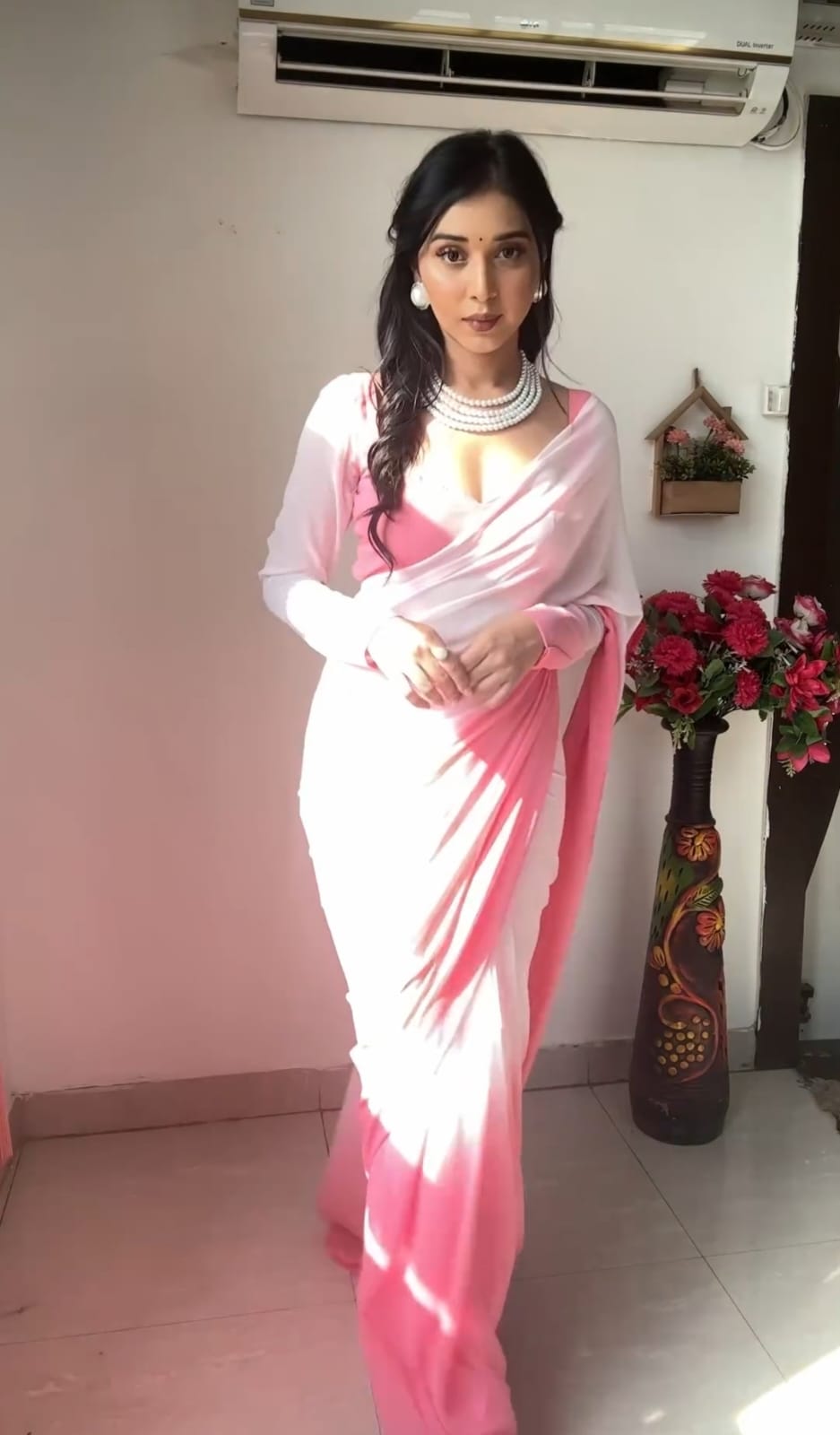 Dissemble 1-Minute Ready To Wear Multi Color Georgette Saree