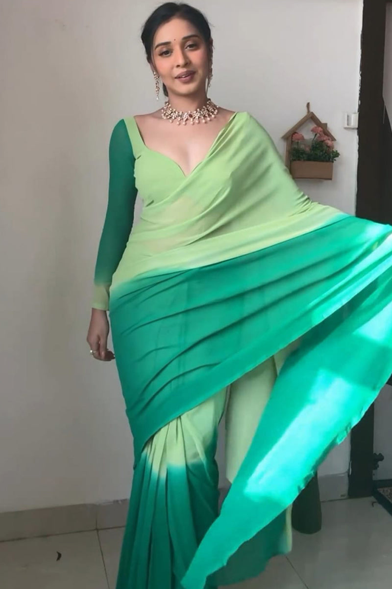 Stunning 1-Minute Ready To Wear Rama Georgette Saree