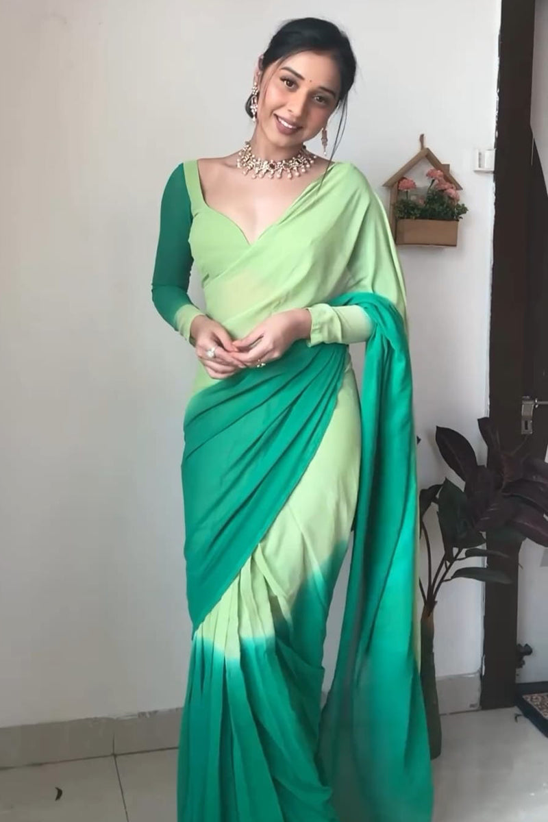 Stunning 1-Minute Ready To Wear Rama Georgette Saree
