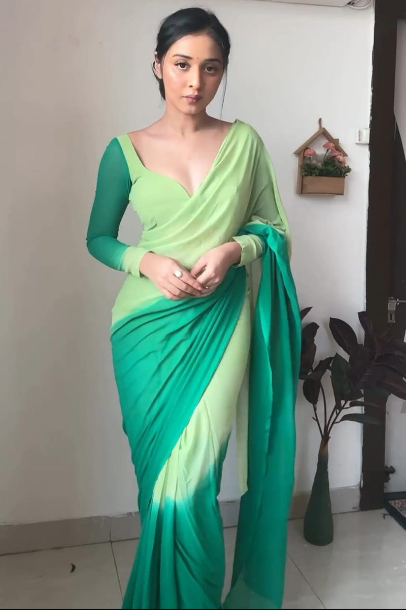 Stunning 1-Minute Ready To Wear Rama Georgette Saree