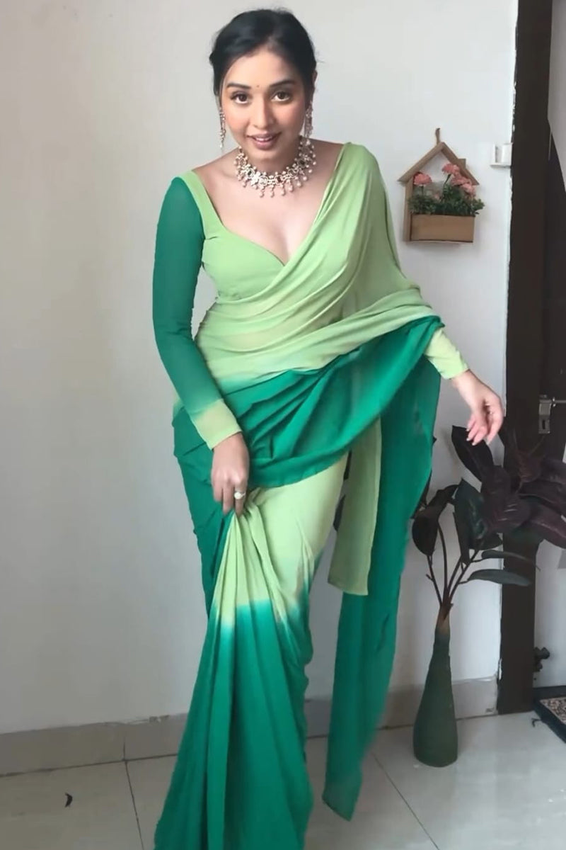 Stunning 1-Minute Ready To Wear Rama Georgette Saree