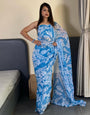 Deserving 1-Minute Ready To Wear Firozi Georgette Saree