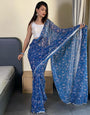 Charming 1-Minute Ready To Wear Blue Georgette Saree