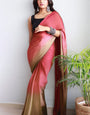 Prettiest 1-Minute Ready To Wear Pink and Brown Chiffon Silk Saree