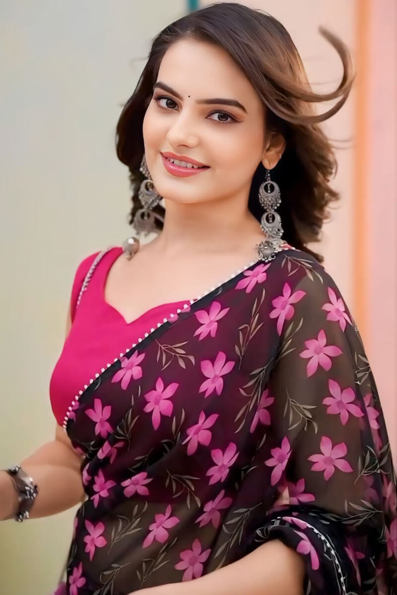 Phenomenal 1-Minute Ready To Wear Black Georgette Saree