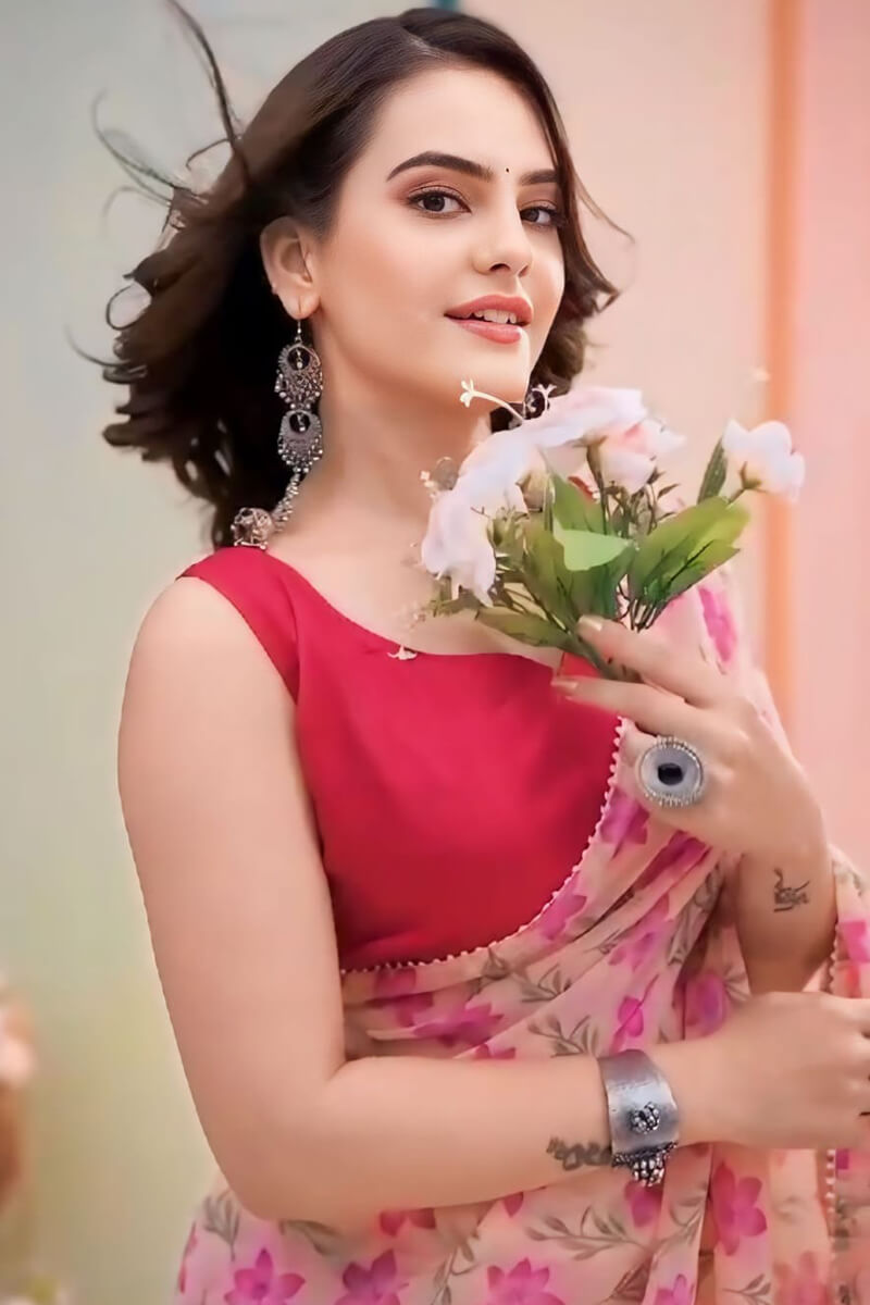 Outstanding 1-Minute Ready To Wear Pink Georgette Saree