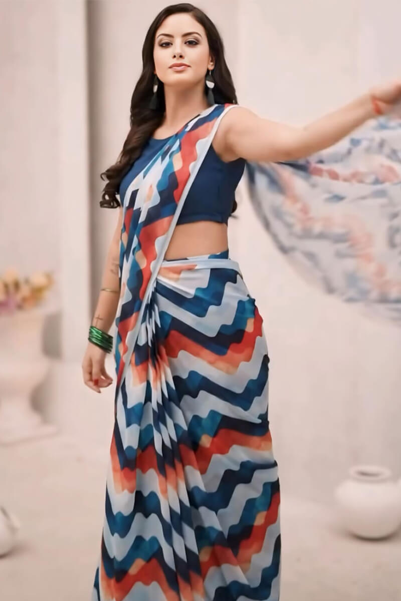 Deserving 1-Minute Ready To Wear Multicolor Georgette Saree