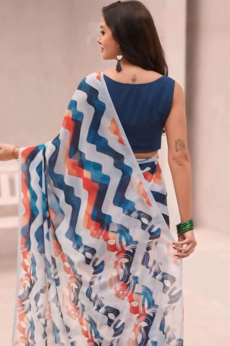Deserving 1-Minute Ready To Wear Multicolor Georgette Saree