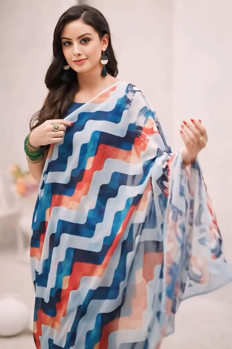 Deserving 1-Minute Ready To Wear Multicolor Georgette Saree