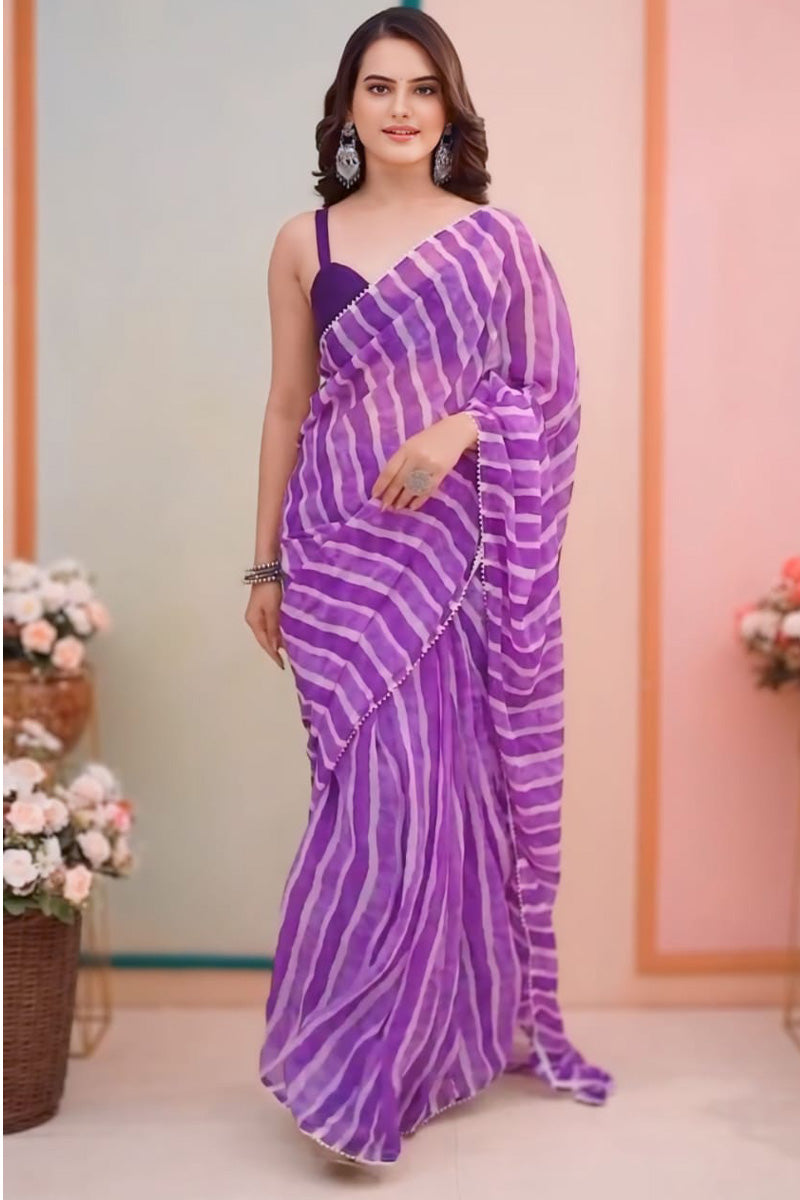 Jazzy 1-Minute Ready To Wear Purple Georgette Saree