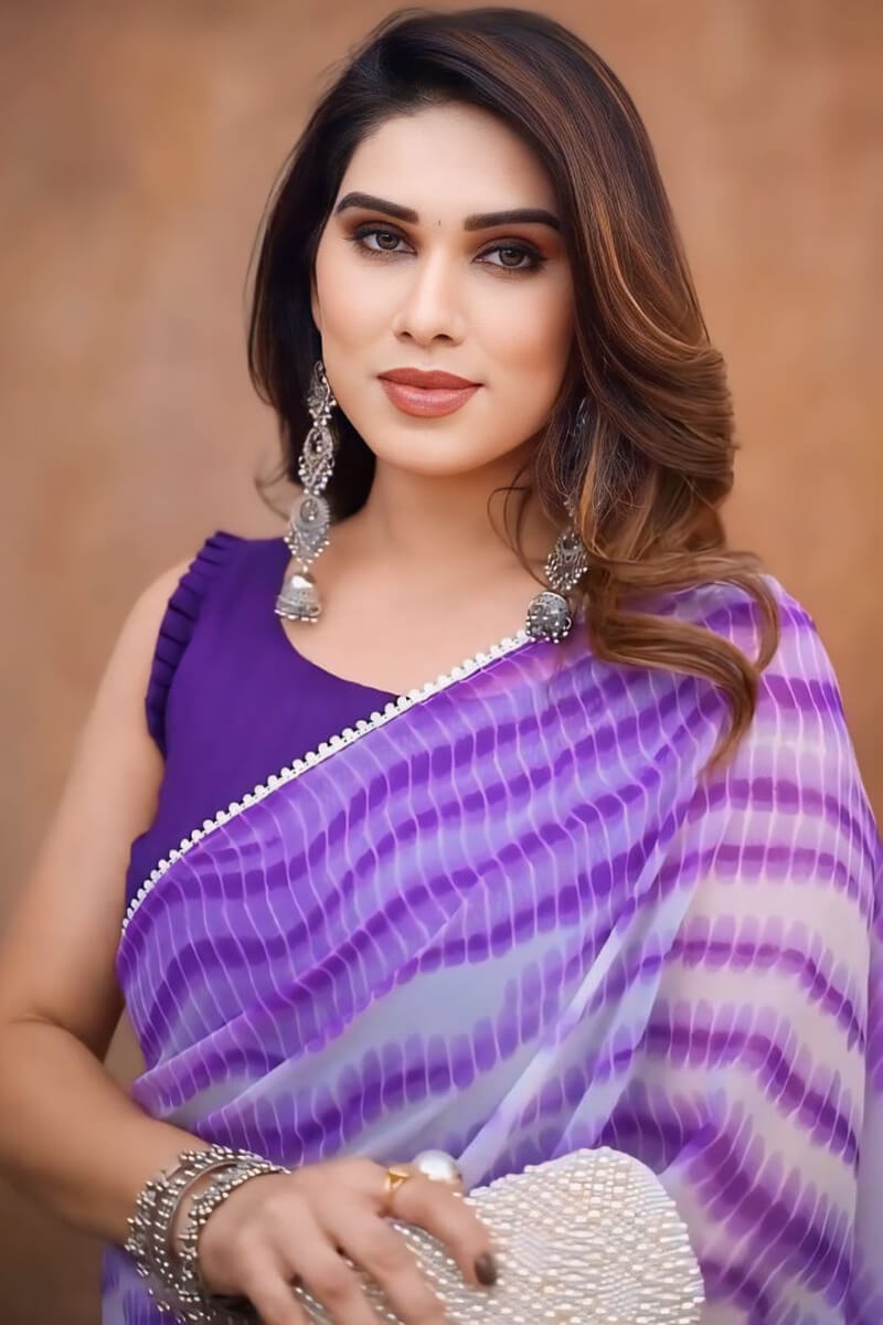Breathtaking 1-Minute Ready To Wear Lavender Georgette Saree